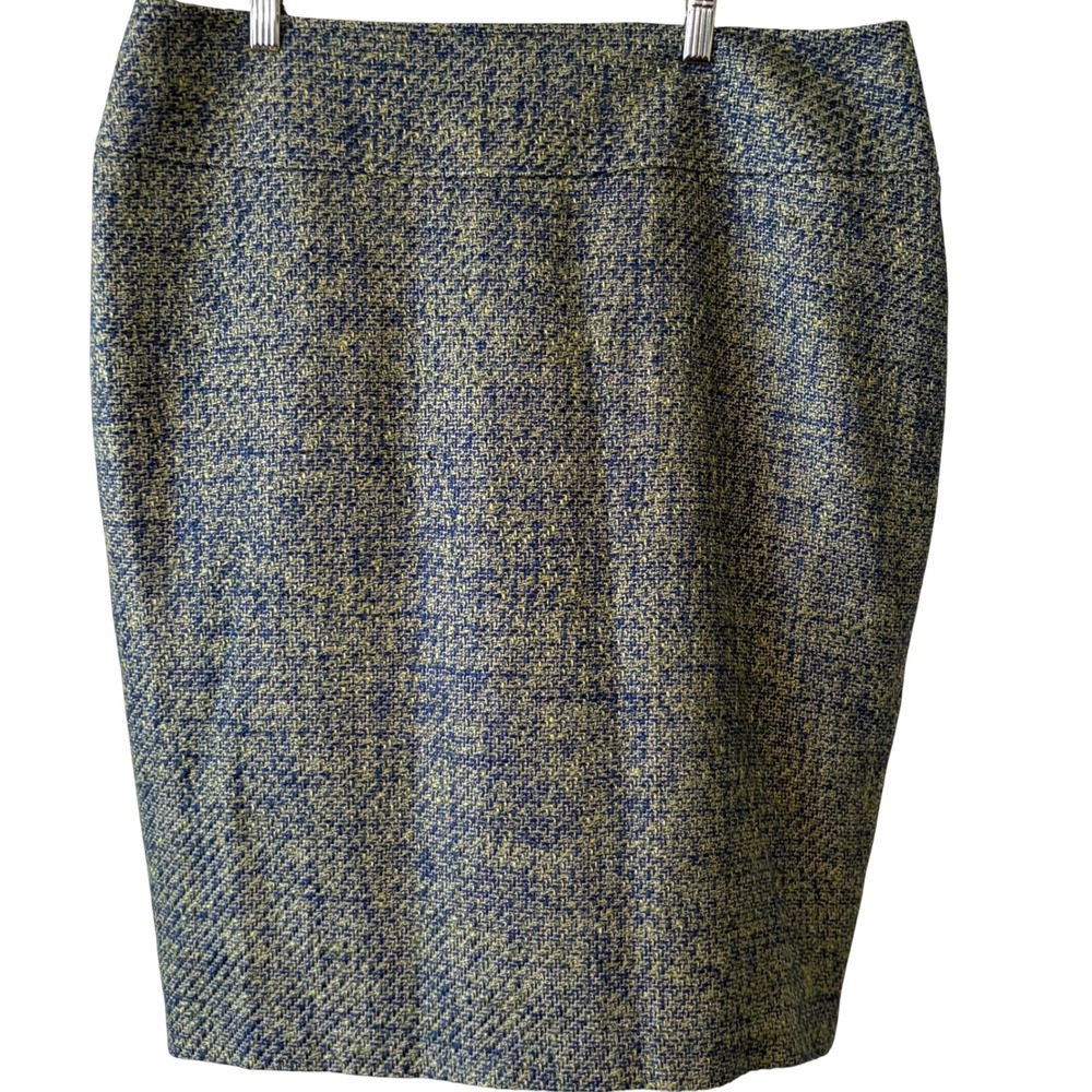 Lane Bryant Green Blue Metallic Tweed Pencil Skirt in‎ Size 16
